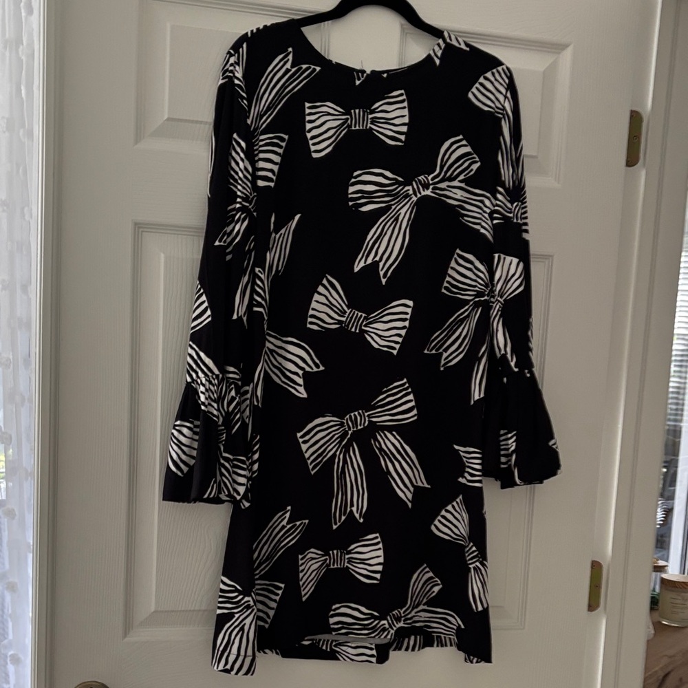 LOFT Black and White Bow Print Dress